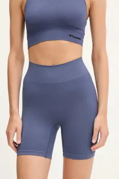 Hummel pantaloni scurti de antrenament Define culoarea violet, uni, high waist, 224138 imagine