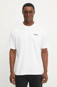 Hummel tricou din bumbac barbati, culoarea alb, cu imprimeu, 226078 imagine