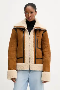 Iceberg geaca din piele intoarsa culoarea maro, de tranzitie, oversize, ZO20 6807 imagine