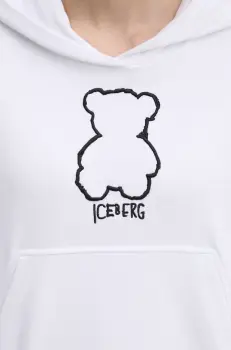 Iceberg hanorac de bumbac femei, culoarea alb, cu gluga, cu imprimeu, E071 6300 imagine