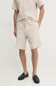 Iceberg pantaloni scurti din amestec de in barbati, culoarea bej, D080 0140 imagine