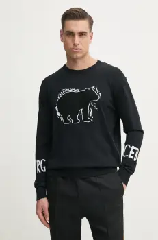 Iceberg pulover de bumbac barbati, culoarea negru, light, A008 9502 imagine