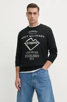 Iceberg pulover de bumbac barbati, culoarea negru, light, A019 7633 imagine