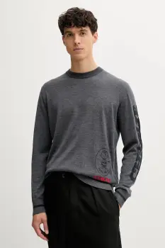 Iceberg pulover de lana culoarea gri, light, A008 9005 imagine