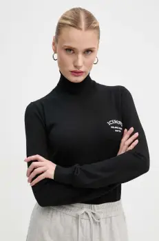 Iceberg pulover de lana femei, culoarea negru, light, cu guler, A008 9000 imagine