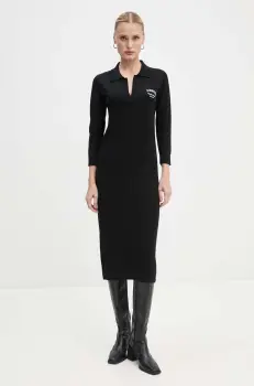 Iceberg rochie din lana culoarea negru, midi, drept, AH02 9000 imagine