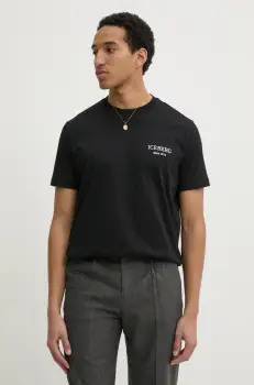 Iceberg tricou din bumbac barbati, culoarea negru, cu imprimeu, F046 6327 imagine