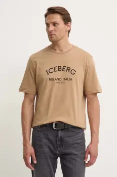 Iceberg tricou din bumbac culoarea bej, cu imprimeu imagine