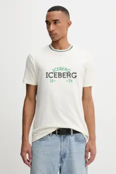 Iceberg tricou din bumbac culoarea bej, cu imprimeu, F010 6325 imagine