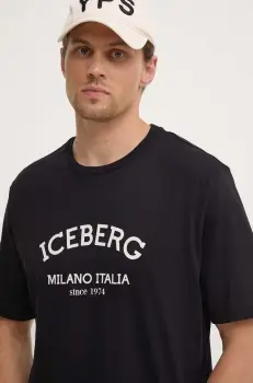 Iceberg tricou din bumbac culoarea negru, cu imprimeu imagine