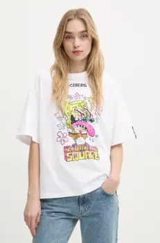 Iceberg tricou din bumbac femei, culoarea alb, F51A 6325 imagine