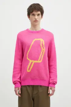 ICECREAM pulover din amestec de lana Popsicle Crewneck barbati, culoarea roz, IC24436 imagine