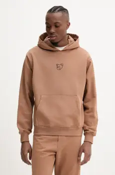 Inbetweeners hanorac de bumbac culoarea maro, cu gluga, cu imprimeu, S5TWUAHS024 imagine