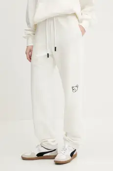 Inbetweeners pantaloni de trening din bumbac culoarea bej, drept, medium waist, S5TWUAFP026 imagine