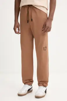 Inbetweeners pantaloni de trening din bumbac culoarea maro, drept, medium waist, S5TWUAFP026 imagine