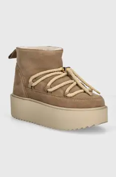 Inuikii cizme de zapada din piele intoarsa Classic Low Platform culoarea bej, 75204-004 imagine