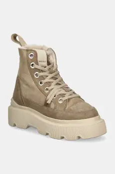 Inuikii pantofi de piele intoarsa Matilda Shearling culoarea bej, cu platforma, izolat, 35203-028 imagine