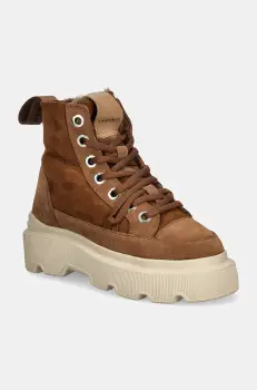 Inuikii pantofi de piele intoarsa Matilda Shearling culoarea maro, cu platforma, izolat, 35203-028 imagine