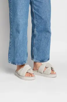 Inuikii papuci din piele Soft Crossed Suede femei, culoarea gri, cu platforma, 1004.003.0401.030 / 70104-141 imagine