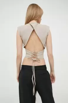 IRO bluza din amestec de lana culoarea bej, neted imagine