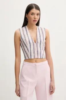 IRO bluza din bumbac femei, culoarea bej, modelator, WP16TULINE imagine