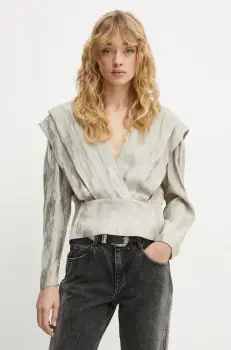 IRO bluza femei, culoarea gri, cu imprimeu, WM16TABIA imagine