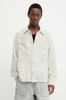 IRO geaca cu aspect de camasa culoarea bej, de tranzitie, oversize, MP100ELLIOTT imagine