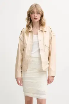 IRO geaca de piele culoarea bej, de tranzitie, WM137BOCAR imagine