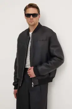 IRO geaca de piele reversibila culoarea negru, de iarna, oversize, MP137MIEKO imagine