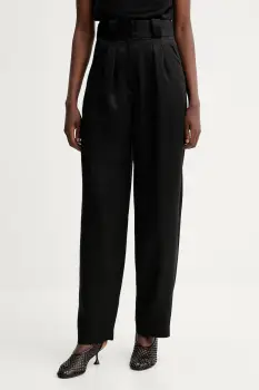 IRO pantaloni culoarea negru, lat, high waist, WP23DANNY imagine