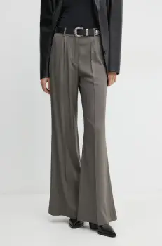 IRO pantaloni din lana culoarea gri, evazati, high waist, WM23ODILLA imagine