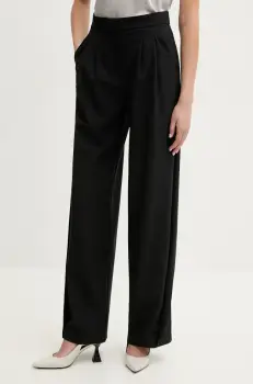 IRO pantaloni din lana culoarea negru, lat, high waist, WP23CIRSE imagine