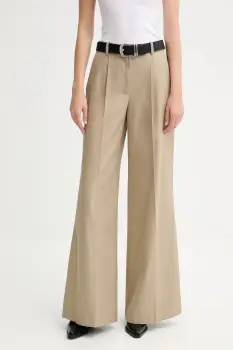 IRO pantaloni din lana culoarea verde, lat, high waist, WP23SOULY imagine