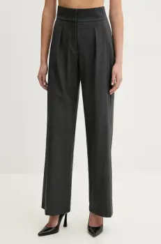 IRO pantaloni din lana femei, culoarea gri, drept, high waist, WP23CATANI imagine