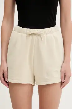 IRO pantaloni scurti din bumbac culoarea bej, cu imprimeu, high waist, WF30OCRESIA imagine