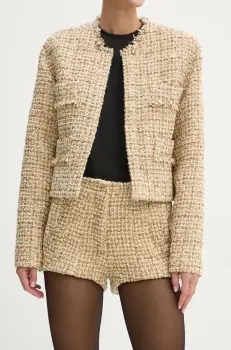 IRO pantaloni scurti din lana culoarea auriu, modelator, medium waist, WM30CAROLINE imagine