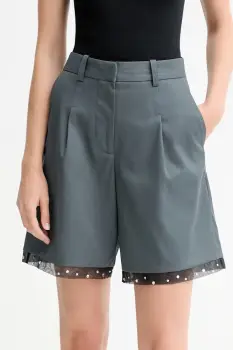 IRO pantaloni scurti din lana culoarea gri, cu imprimeu, high waist, WP30SOLENNA imagine