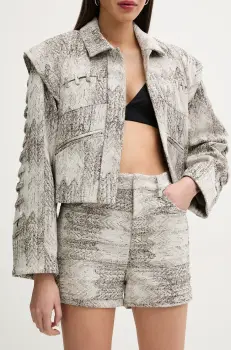 IRO pantaloni scurti femei, culoarea bej, cu imprimeu, high waist, WP30MONIA imagine