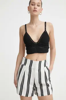 IRO pantaloni scurti femei, culoarea bej, modelator, high waist imagine