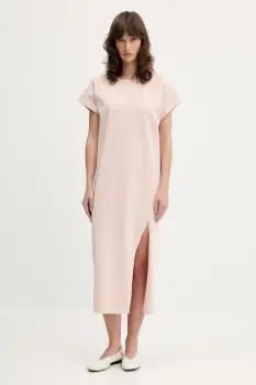 IRO rochie din bumbac culoarea bej, midi, oversize, WM33LITONYA imagine