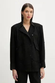 IRO sacou din lana culoarea negru, oversize, neted, WP100BILLAN imagine