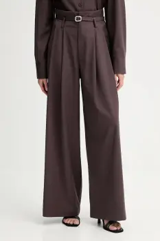 ISABELLE BLANCHE pantaloni din lana culoarea bordo, drept, high waist, IS25FW-P036-T002 imagine