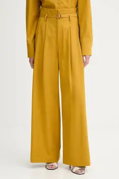 ISABELLE BLANCHE pantaloni din lana culoarea galben, drept, high waist, IS25FW-P036-T002 imagine