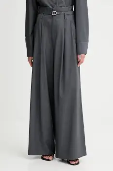 ISABELLE BLANCHE pantaloni din lana culoarea gri, drept, high waist, IS25FW-P036-T002 imagine