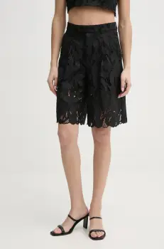 ISABELLE BLANCHE pantaloni scurti femei, culoarea negru, neted, high waist, IS25SS-P101-T020 imagine