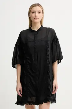 ISABELLE BLANCHE rochie din amestec de matase culoarea negru, mini, oversize, IS25SS-A078-T018 imagine