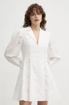 ISABELLE BLANCHE rochie din bumbac culoarea alb, mini, evazati, IS25SS-A107-T023 imagine