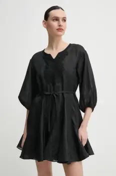 ISABELLE BLANCHE rochie din in culoarea negru, mini, evazati, IS25SS-A086-T019 imagine