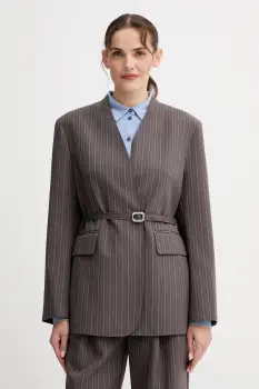 ISABELLE BLANCHE sacou din lana culoarea maro, cu doua randuri de nasturi, cu imprimeu, IS25FW-J043-T003 imagine