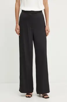 Ivy Oak pantaloni femei, culoarea negru, drept, high waist, IO115175 imagine